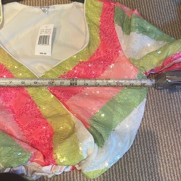 NWT BTFL-life sequined stripe line multi top size XS/small - Picture 10 of 12